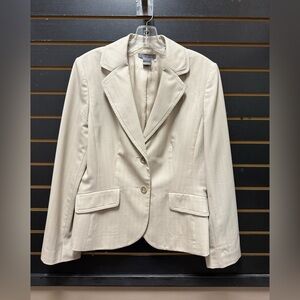 Ann Taylor Light Beige Wool Blend Tailored Blazer Jacket Size 8